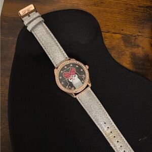Betsey Johnson Silver Glitter Watch with Rose Gold Accents